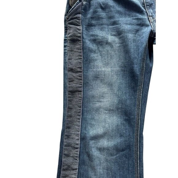 Free People Woman's Sz 27 Low Rise Flared Jeans with Corduroy Stripe Leg - Picture 9 of 11